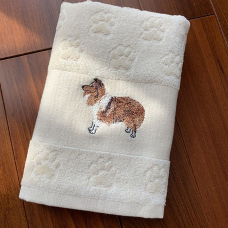 Decorative Dog Embroidered Bath Towel