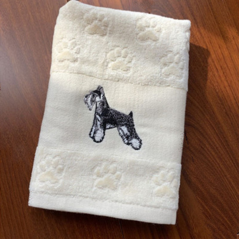 Decorative Dog Embroidered Bath Towel