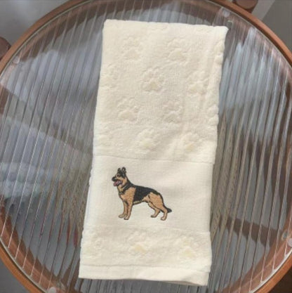 Decorative Dog Embroidered Bath Towel