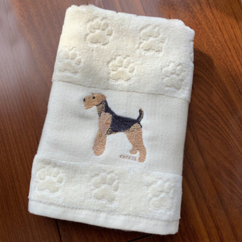 Decorative Dog Embroidered Bath Towel