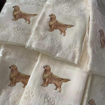 Decorative Dog Embroidered Bath Towel